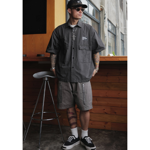 Front pocket design shirt E055