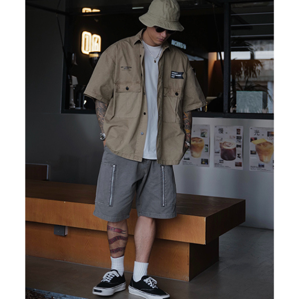 Front pocket design shirt E055
