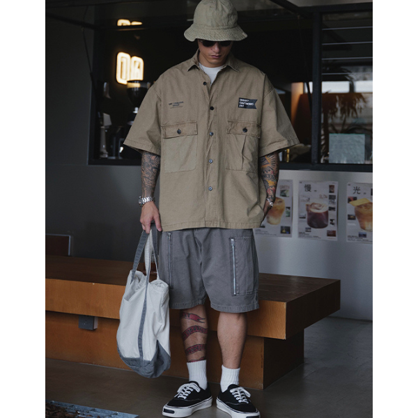 Front pocket design shirt E055