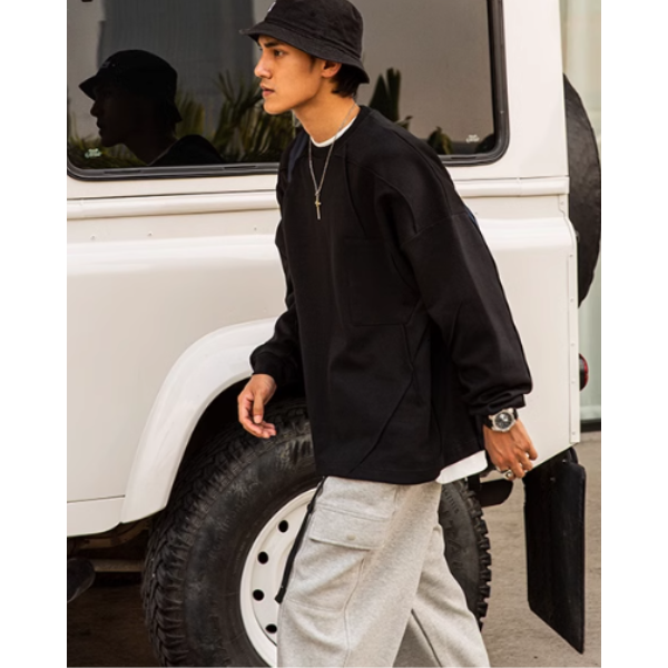 Front pocket design L/C Tee E1009