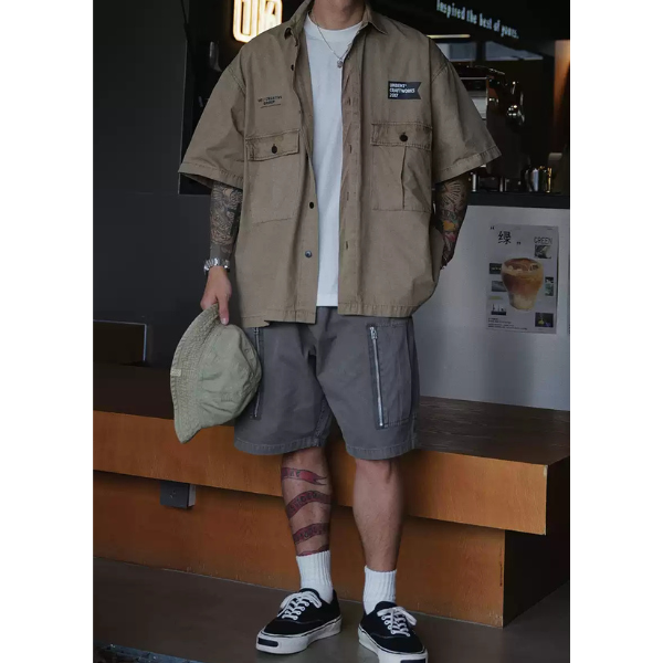 Front pocket design shirt E055