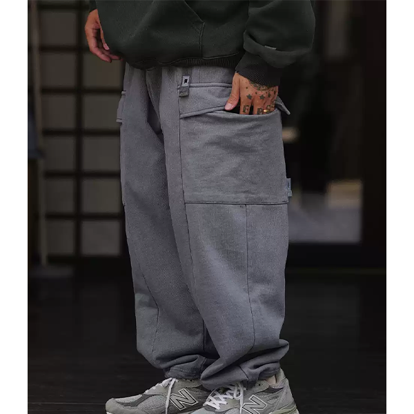 Side pocket design sweat pants E3003