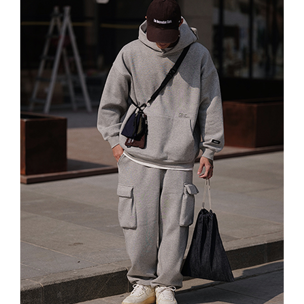 Side pocket design sweat pants E3005