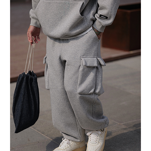 Side pocket design sweat pants E3005