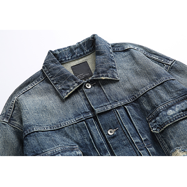 Front pocket design denim jacket E3077