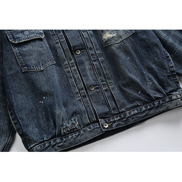 Front pocket design denim jacket E3077
