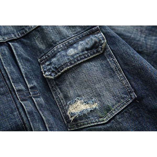 Front pocket design denim jacket E3077