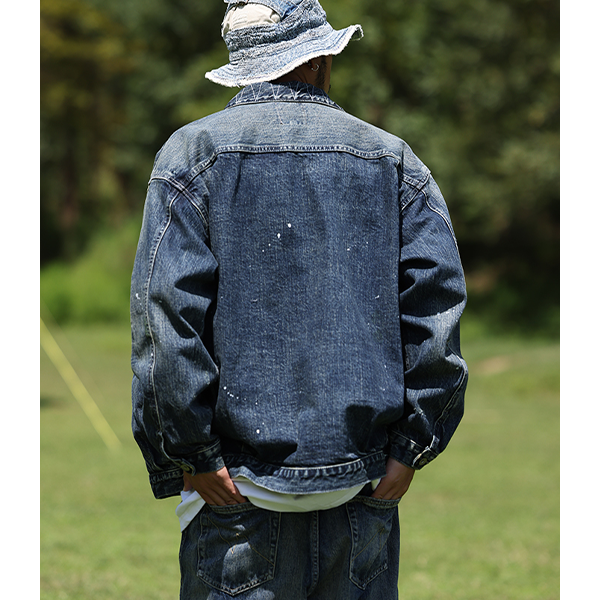 Front pocket design denim jacket E3077