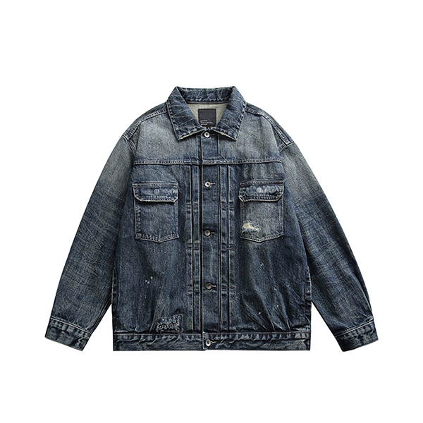 Front pocket design denim jacket E3077